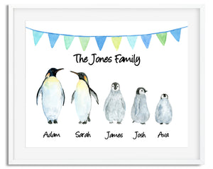 Penguin Family Watercolour Print - Design 2