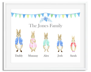 Peter Rabbit Family Watercolour Print - Design 2