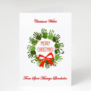 Personalised Business Christmas Cards - Hands Christmas Wreath