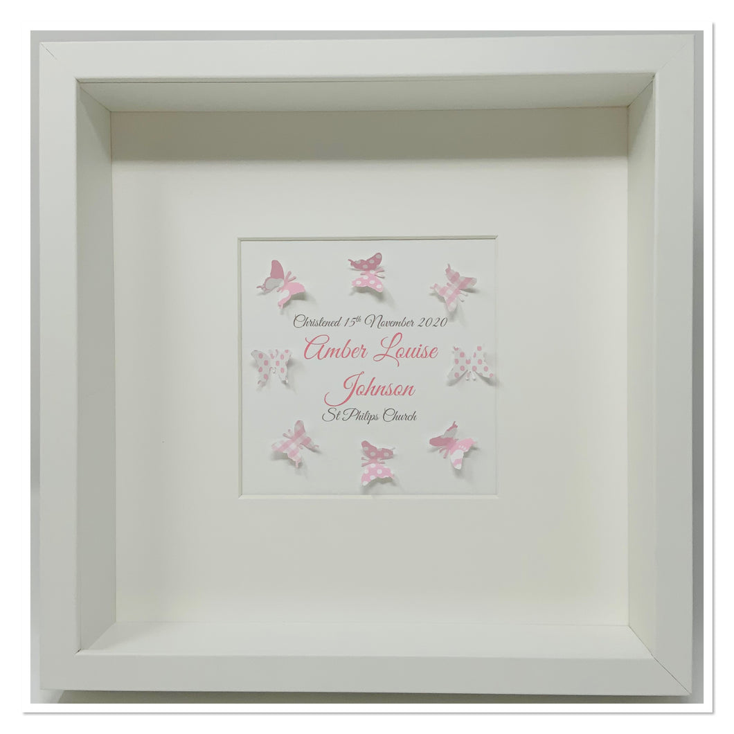 Christening Butterfly Frame - Pink