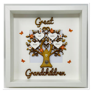 Great Grandchildren Family Tree Frame - Orange Classic