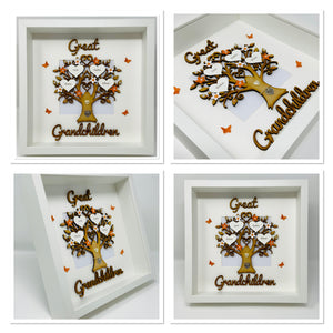 Great Grandchildren Family Tree Frame - Orange Classic