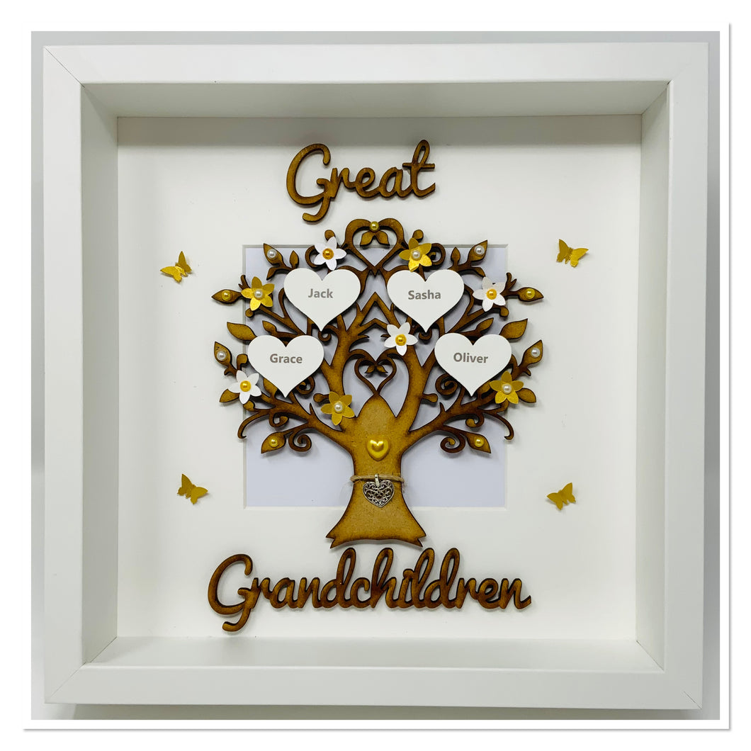 Great Grandchildren Family Tree Frame - Gold Classic