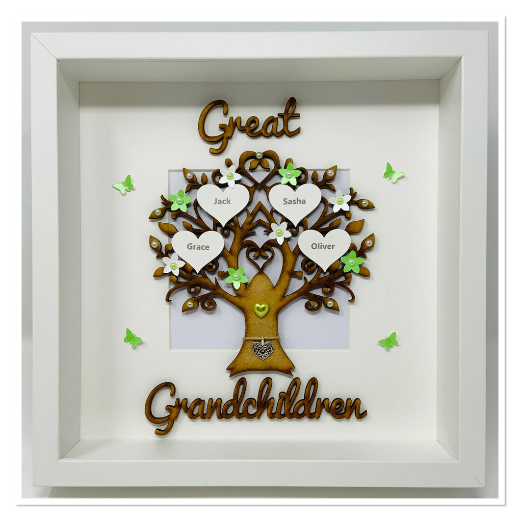 Great Grandchildren Family Tree Frame - Green Classic