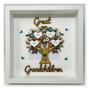 Great Grandchildren Family Tree Frame - Teal Classic