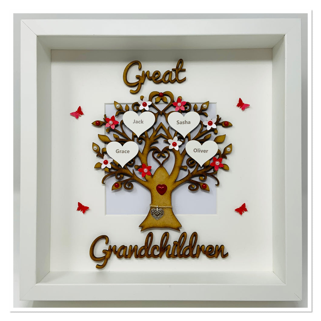 Great Grandchildren Family Tree Frame - Red Classic