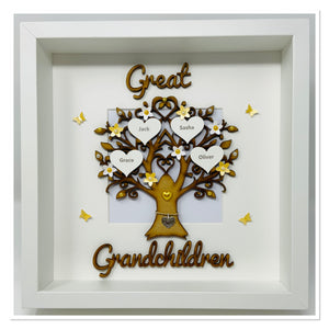 Great Grandchildren Family Tree Frame - Yellow Classic