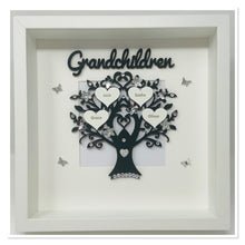 Load image into Gallery viewer, Grandchildren Family Tree Frame - Black &amp; Silver Glitter Classic
