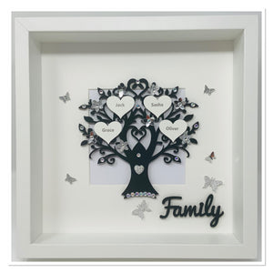 Family Tree Frame - Black & Silver Glitter Classic