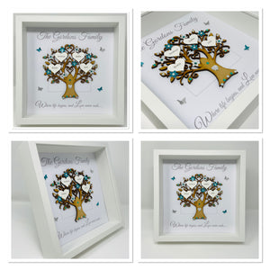 Family Tree Frame - Teal & Silver Glitter - Contemporary