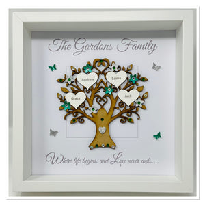 Family Tree Frame - Emerald Green & Silver Glitter - Contemporary