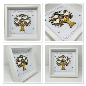 Family Tree Frame - Emerald Green & Silver Glitter - Contemporary