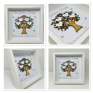 Family Tree Frame - Turquoise & Silver Glitter - Contemporary