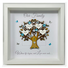 Load image into Gallery viewer, Family Tree Frame - Turquoise &amp; Silver Glitter &#39;Our Family&#39; - Contemporary
