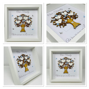Family Tree Frame - Pale Blue & Silver Glitter 'Our Family' - Contemporary