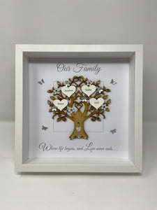 Family Tree Frame - Grey & Silver Glitter 'Our Family' - Contemporary