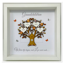 Load image into Gallery viewer, Grandchildren Family Tree Frame - Orange &amp; Silver Glitter - Contemporary
