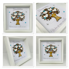 Load image into Gallery viewer, Grandchildren Family Tree Picture Frame - Turquoise &amp; Silver Glitter - Contemporary
