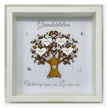 Load image into Gallery viewer, Grandchildren Family Tree Frame - Mint Green &amp; Silver Glitter - Contemporary
