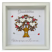 Load image into Gallery viewer, Grandchildren Family Tree Frame - Red &amp; Silver Glitter - Contemporary
