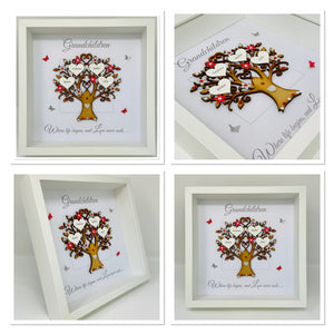 Grandchildren Family Tree Frame - Red & Silver Glitter - Contemporary