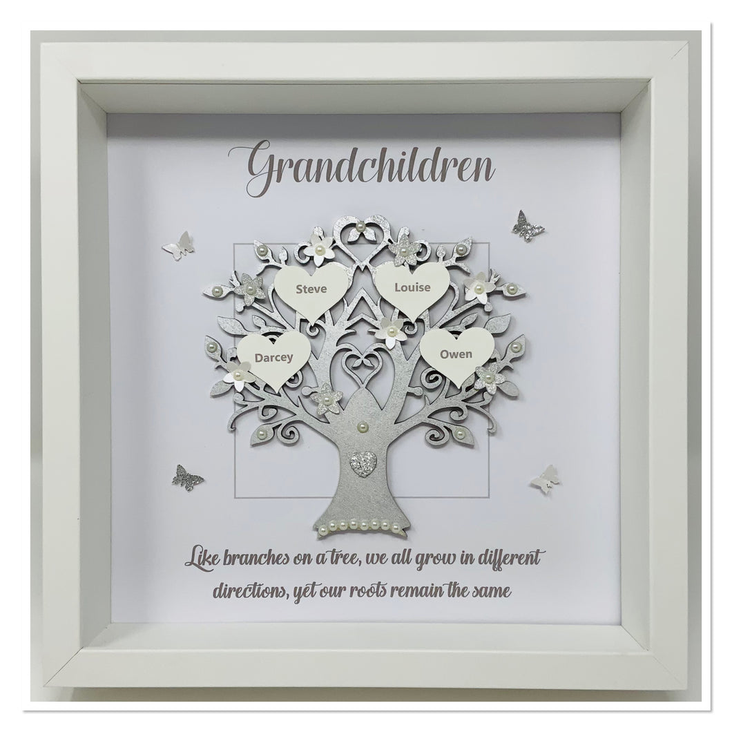 Grandchildren Quote Family Tree Frame - Silver Metallic