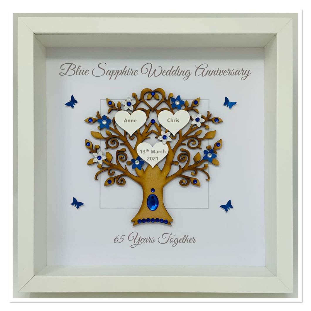 65th Blue Sapphire 65 Years Wedding Anniversary Frame - Message