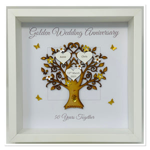 50th Golden 50 Years Wedding Anniversary Frame - Message