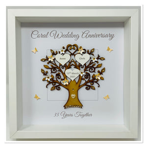 35th Coral 35 Years Wedding Anniversary Frame - Message