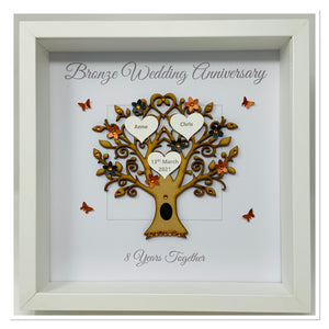 8th Bronze 8 Years Wedding Anniversary Frame - Message