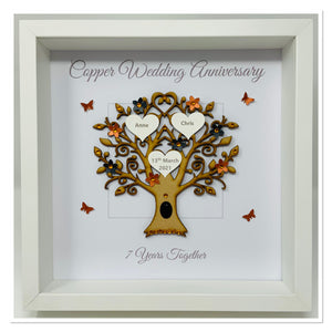 7th Copper 7 Years Wedding Anniversary Frame - Message