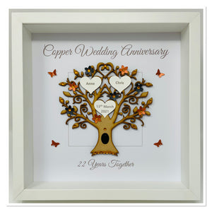 22nd Copper 22 Years Wedding Anniversary Frame - Message
