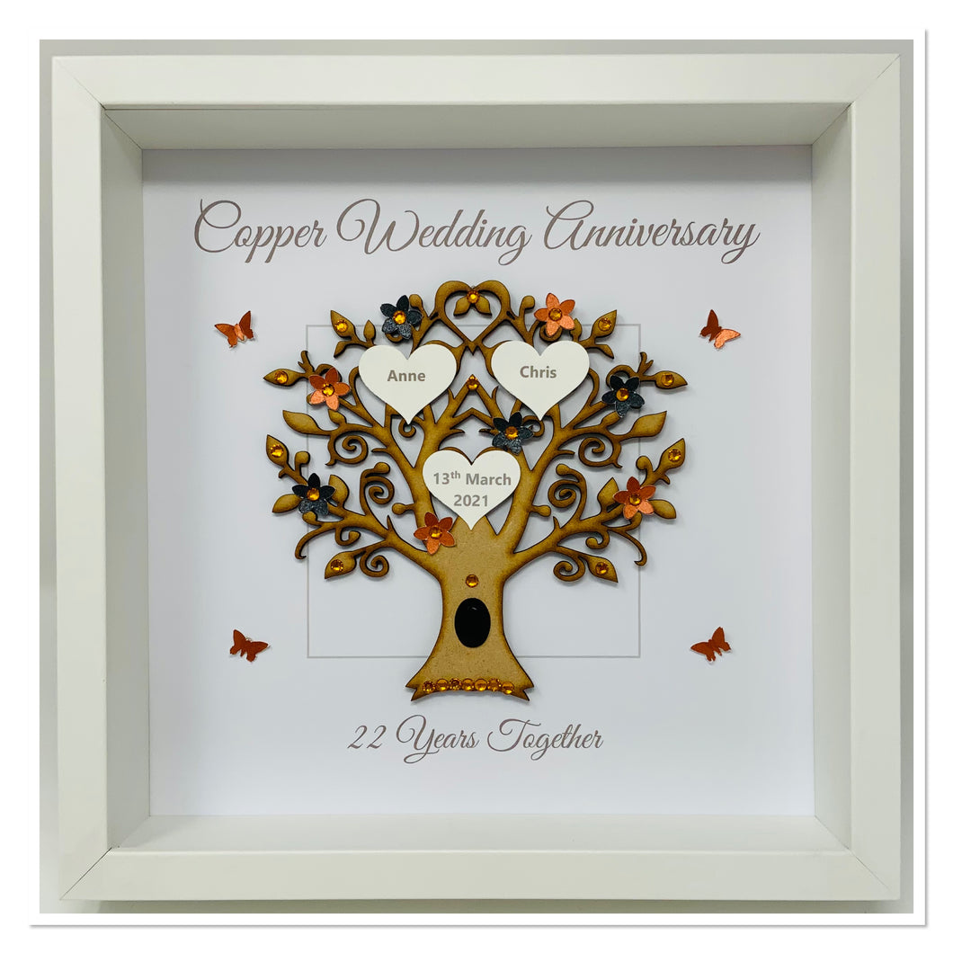 22nd Copper 22 Years Wedding Anniversary Frame - Message