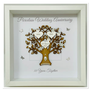 18th Porcelain 18 Years Wedding Anniversary Frame - Message