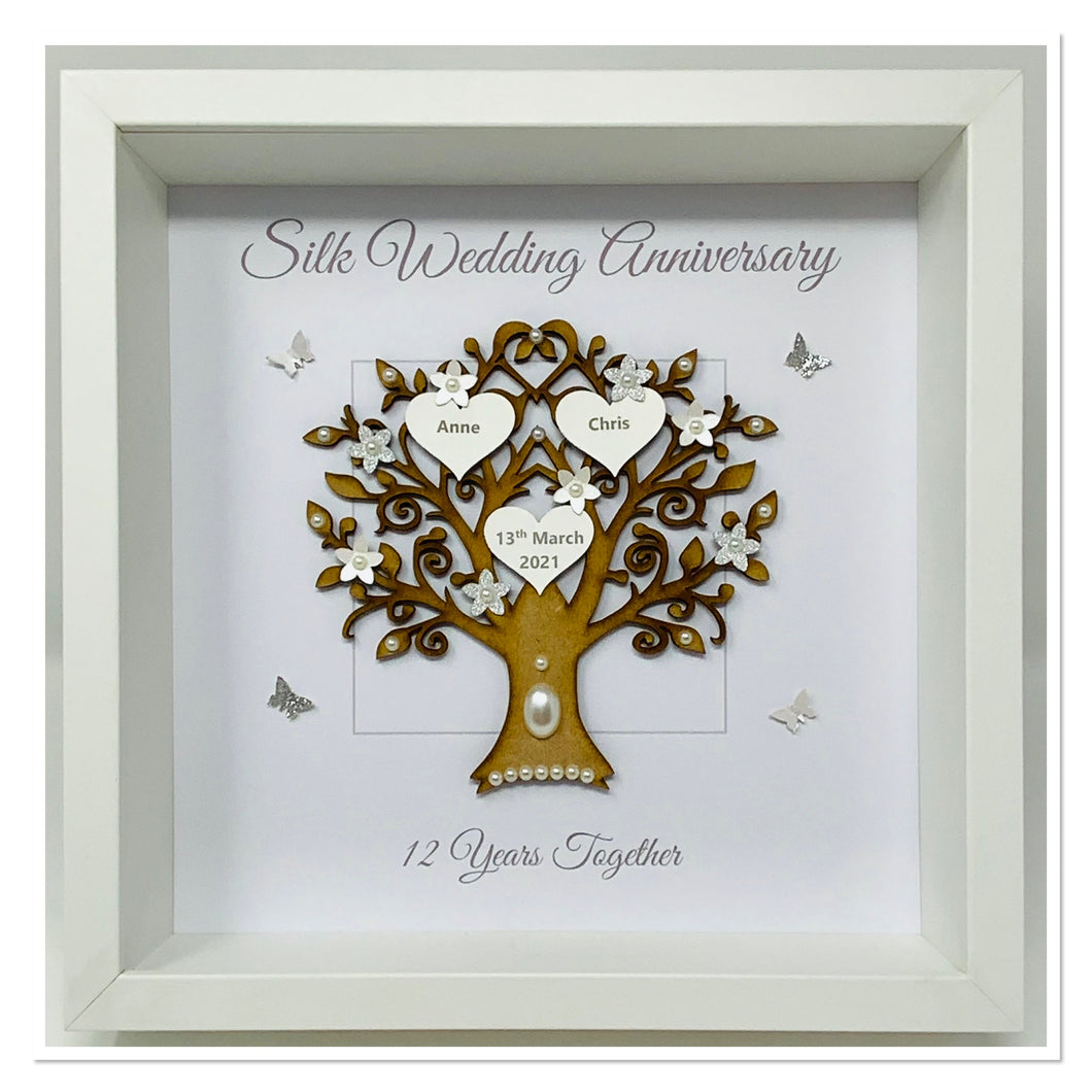 12th Silk 12 Years Wedding Anniversary Frame - Message