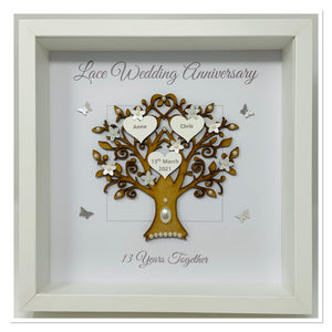 13th Lace 13 Years Wedding Anniversary Frame - Message