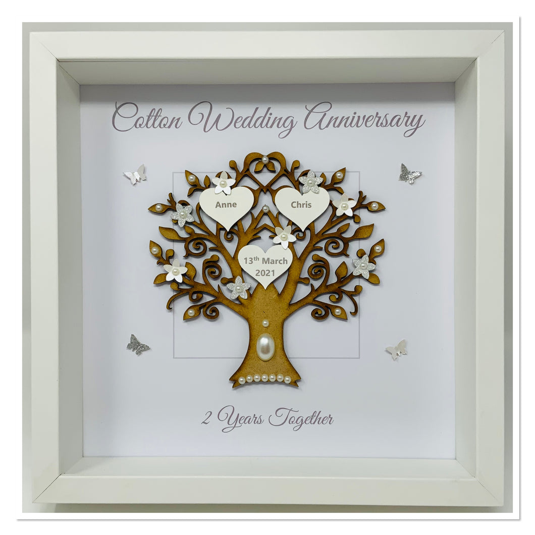 2nd Cotton 2 Years Wedding Anniversary Frame - Message