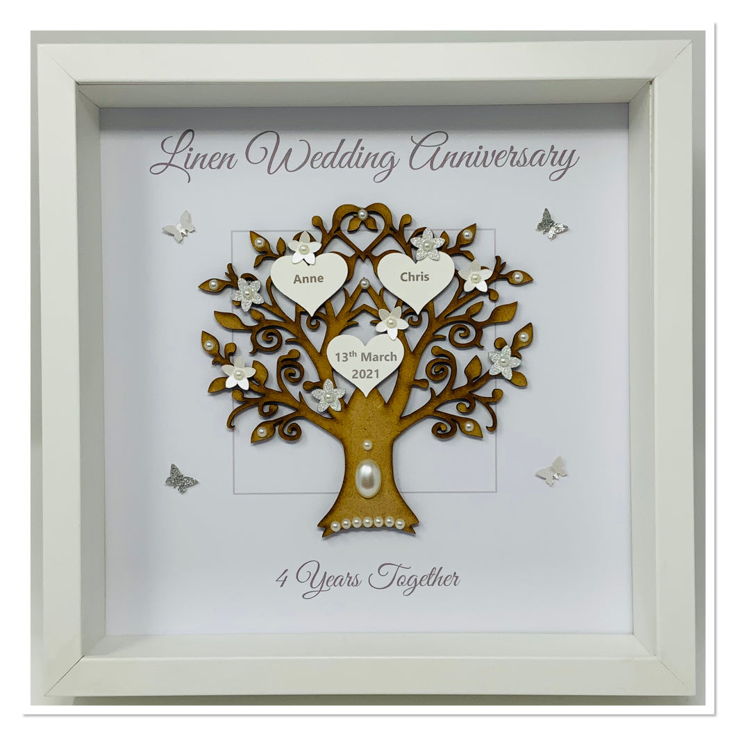 4th Linen 4 Years Wedding Anniversary  Frame - Message