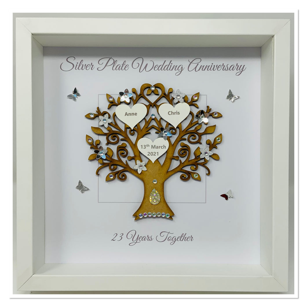 23rd Silver Plate 23 Years Wedding Anniversary Frame - Message