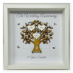 10th Tin 10 Years Wedding Anniversary Frame - Message