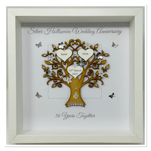 16th Silver Holloware 16 Years Wedding Anniversary Frame - Message