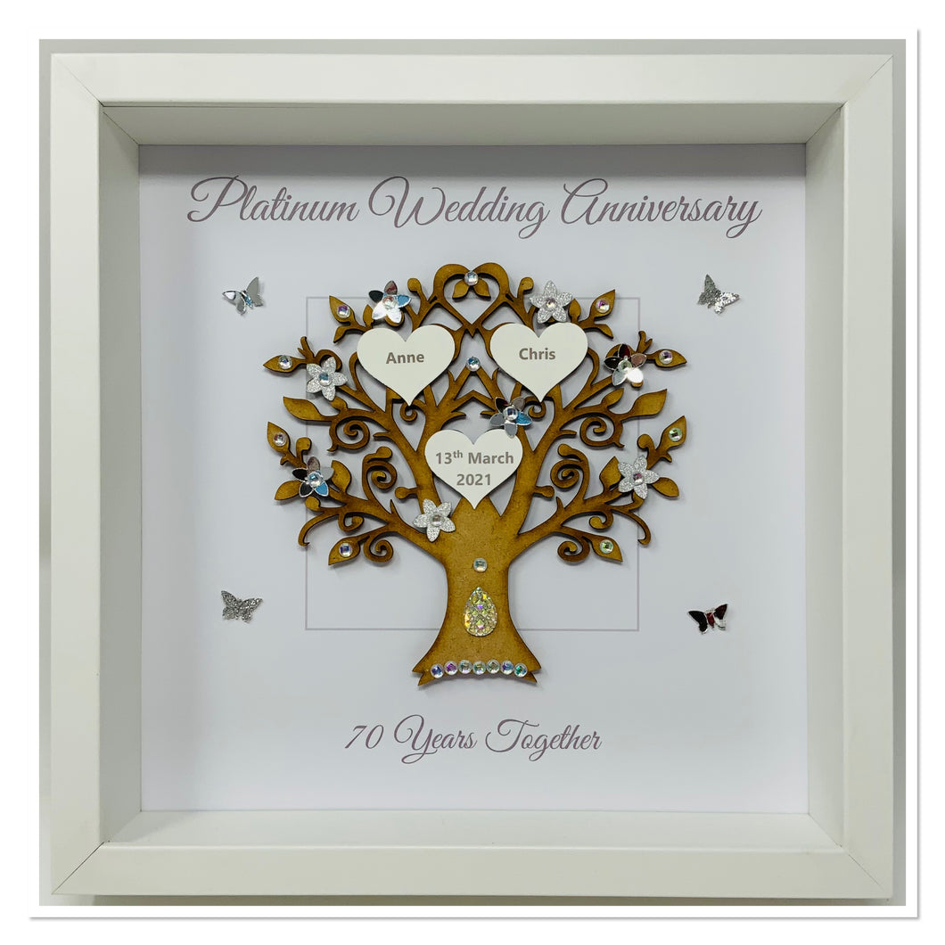 70th Platinum 70 Years Wedding Anniversary Frame - Message