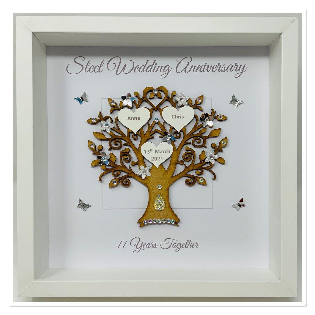 11th Steel 11 Years Wedding Anniversary Frame - Message