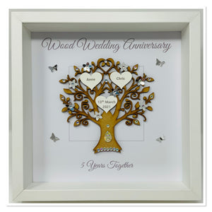 5th Wood 5 Years Wedding Anniversary Frame - Message