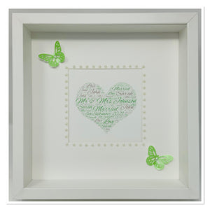 Wedding Heart Word Art Frame - Green