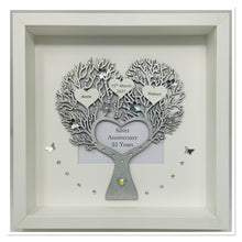 Load image into Gallery viewer, 25th Silver 25 Years Wedding Anniversary Frame - Heart Tree Metallic
