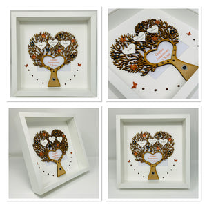 7th Copper 7 Years Wedding Anniversary Family Tree Frame - Heart