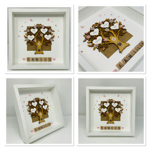 Scrabble Family Tree Frame - Pale Pink