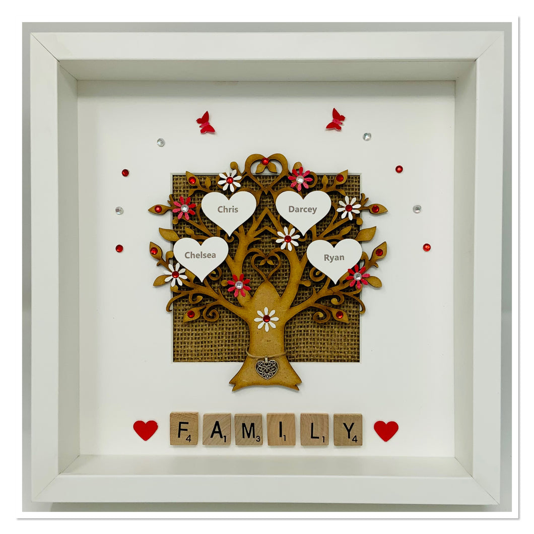 Scrabble Family Tree Frame - Red