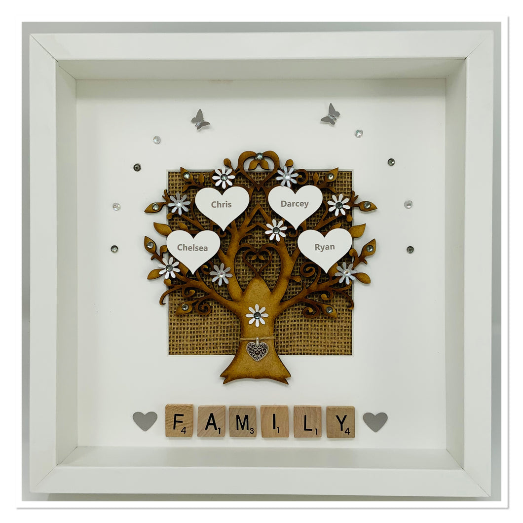 Scrabble Family Tree Frame - Grey